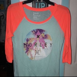 Bright colored quarter sleeve Hurley shirt